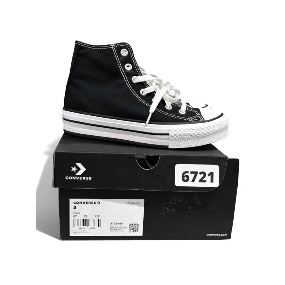 Converse Chuck Taylor All Star EVA Lift Platform Kids 3 Black High Top Sneaker